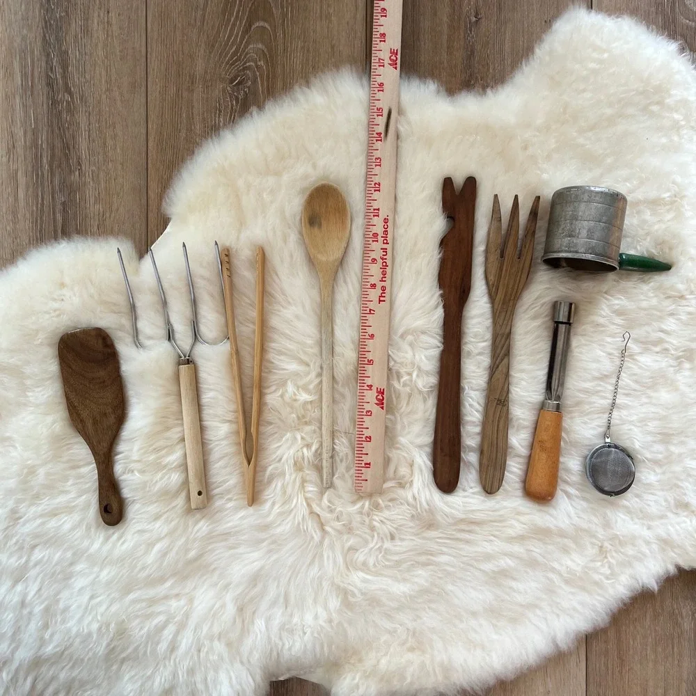Vintage Rustic Wooden Utensils Kitchen Bundle